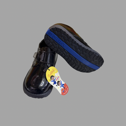 Crabkids Classic Bl\-ack Velcro School Shoes