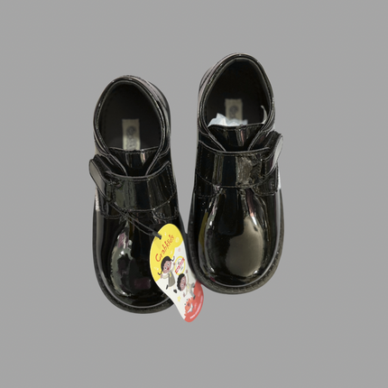 Crabkids Classic Bl\-ack Velcro School Shoes